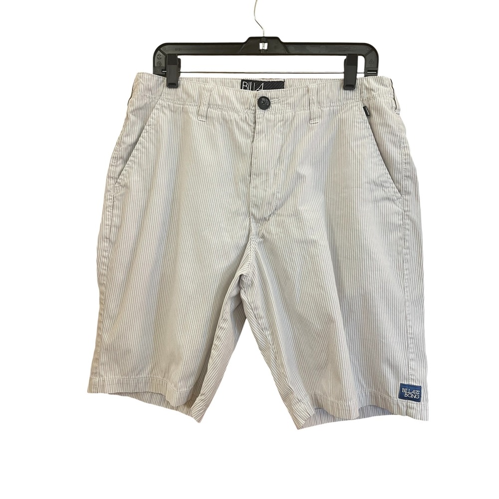 Billabong Mens Striped Walk Shorts Cream Cotton Size 33 collegiate surfer skater